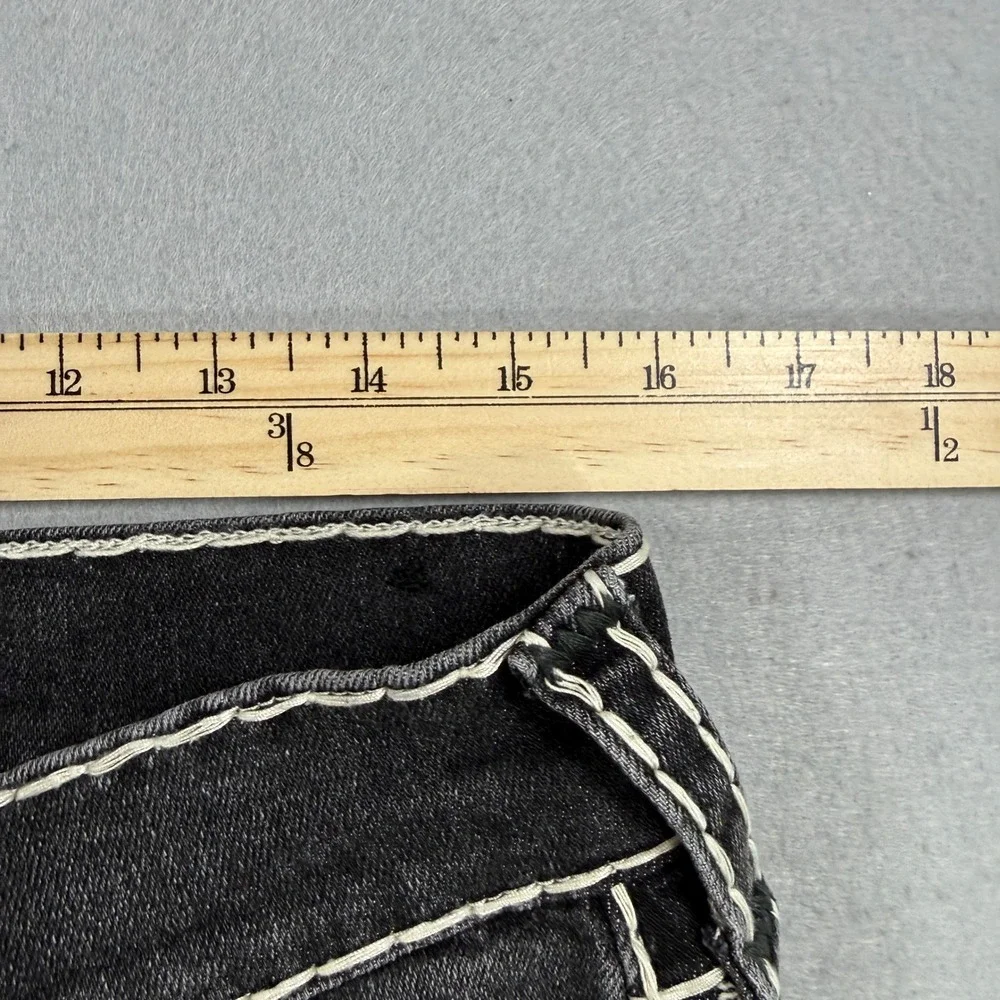 True Religion Ricky Jeans Men 31 Black Selvedge Super T Contrast Stitch Acid Y2K